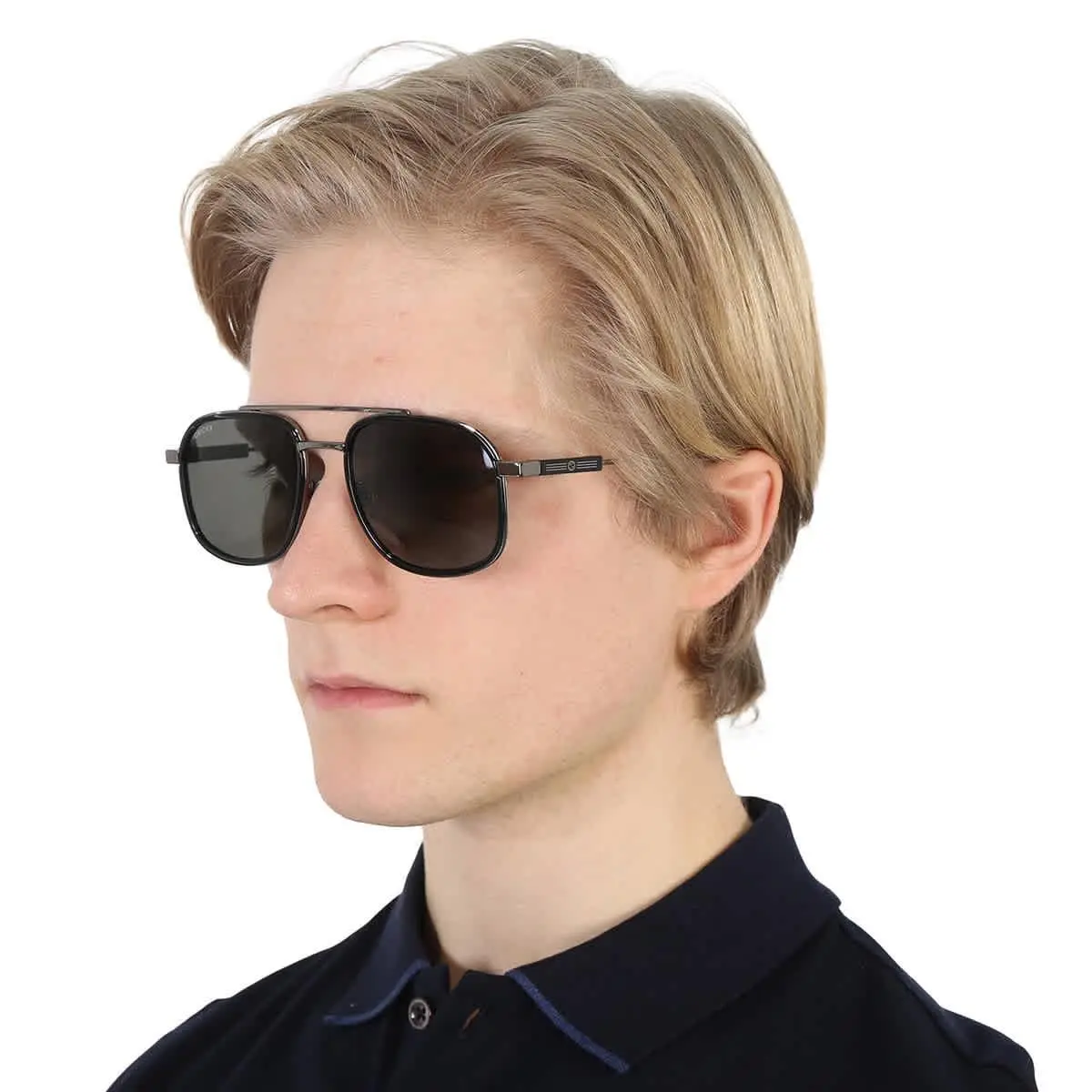 Grey Navigator Men`s Sunglasses GG1310S 001 56 GG1310S 001 56 by Gucci