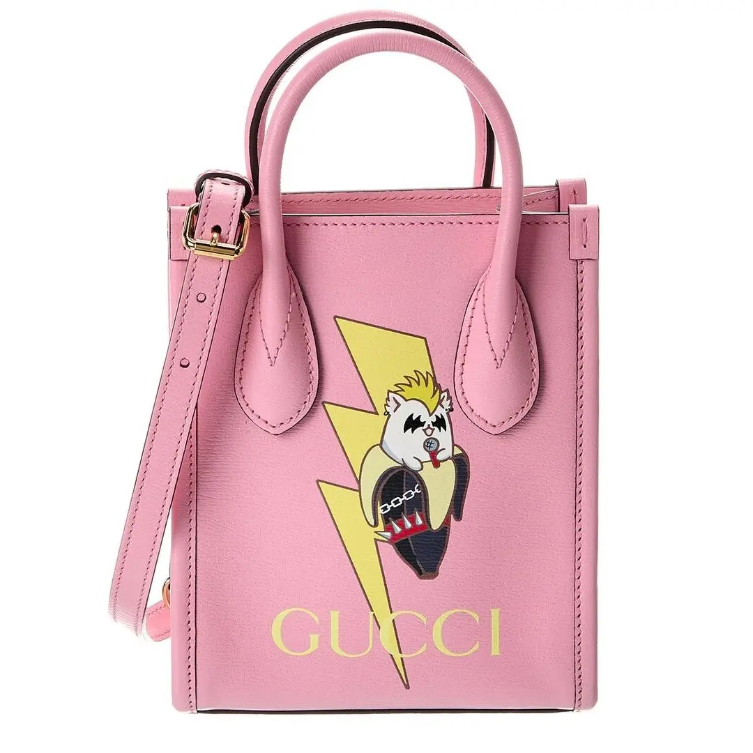 X Bananya Mini Leather Tote Women`s Pink by Gucci