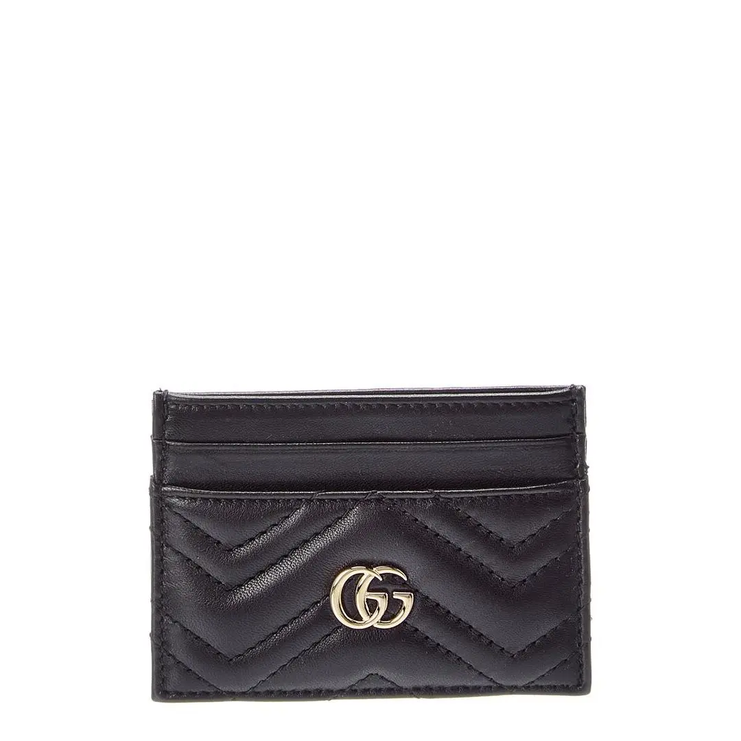 Gucci Gg Marount Leather Card Case Women`s Black