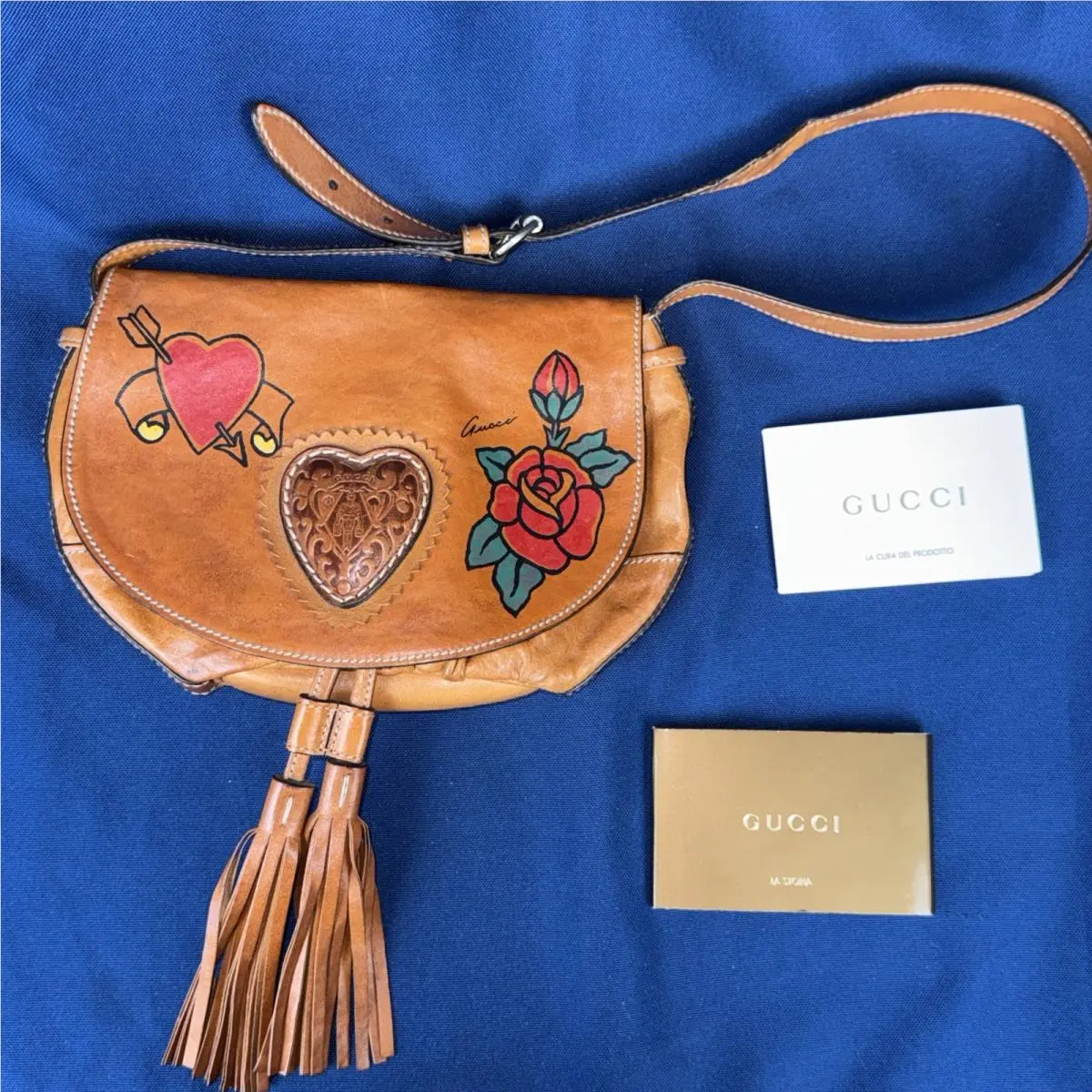 Gucci Hysteria Tattoo Heart Leather Shoulder Messenger Bag