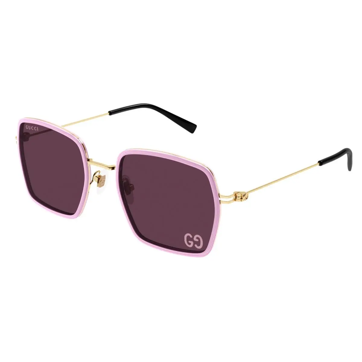 GG1848S 005 Pink Gold Violet 52 mm Rectangular Squared Women`s Sunglasses by Gucci