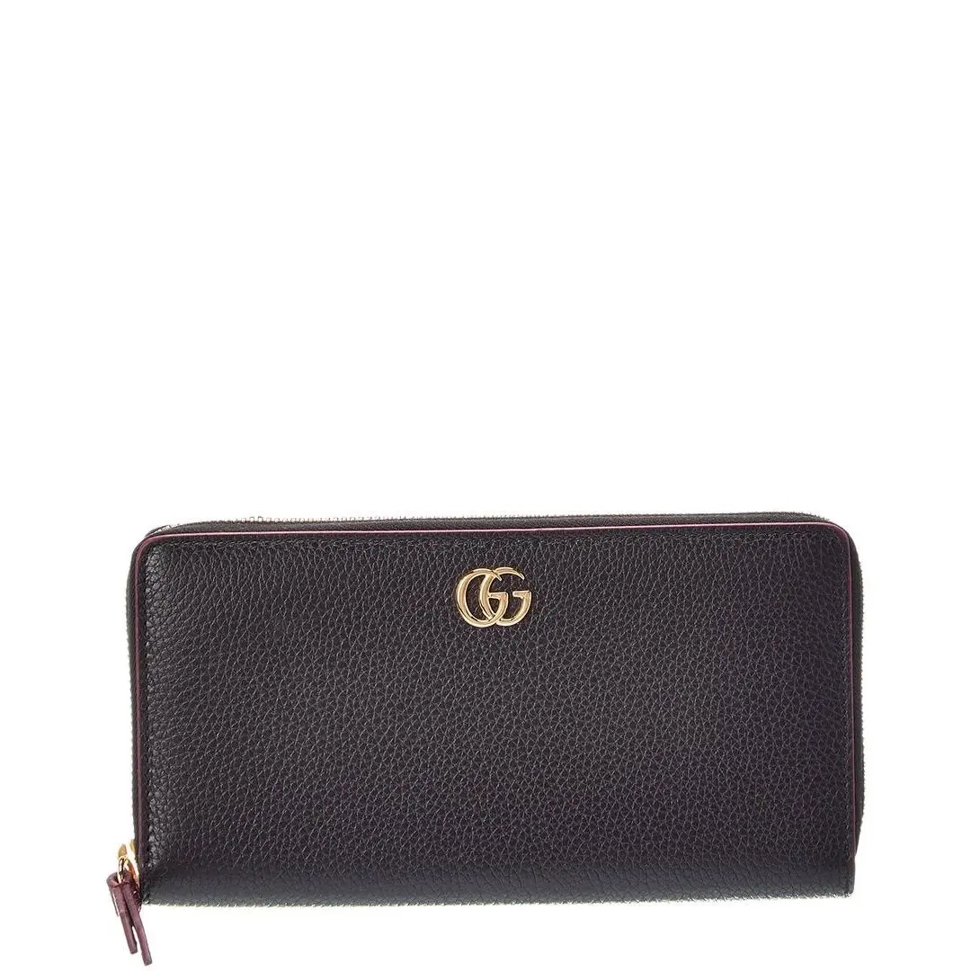 Gucci Gg Marmont Leather Zip Around Wallet Women`s Black Ns