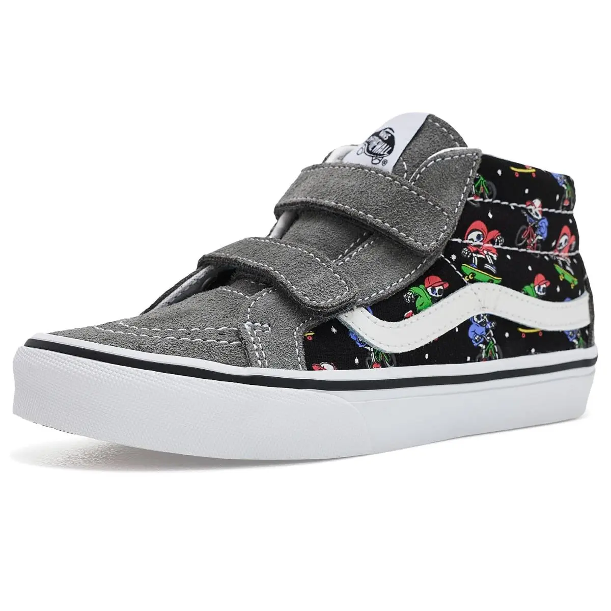 Unisex Kids Sneakers Athletic Shoes  Kids Sk8-Mid Reissue V Little Kid Glow Bones Pewter/Black by Vans