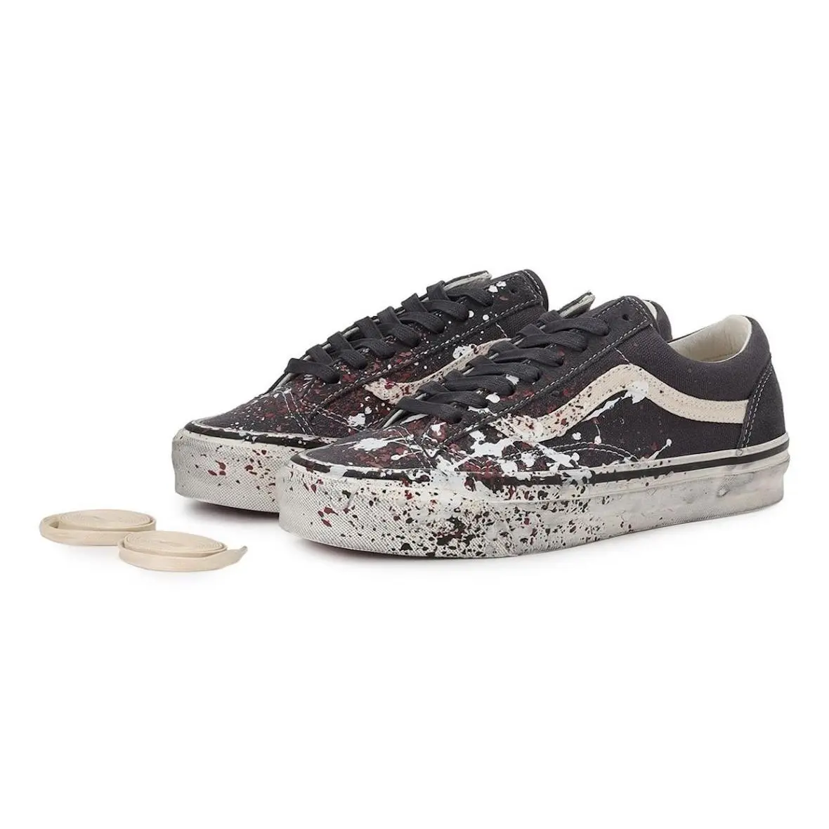 Vans Old Skool 36 Paint Splatter Charcoal Grey Size 11 + Discount