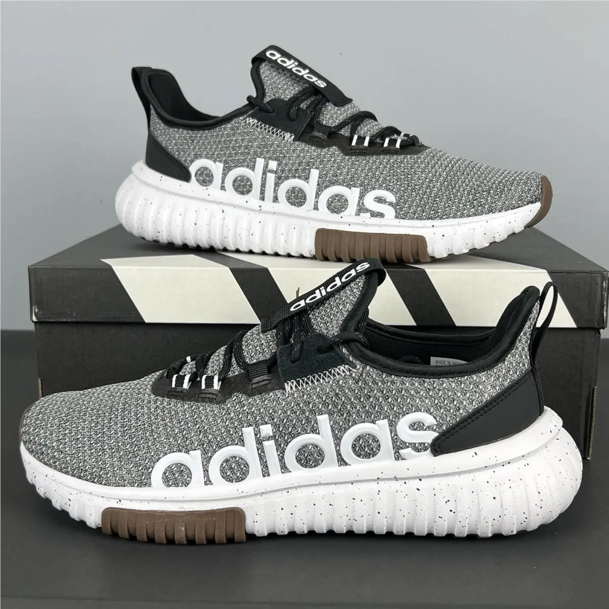 Adidas Kaptir 4.0 Men`s Size 9 Running Shoes Black White Gum Athletic Sneakers