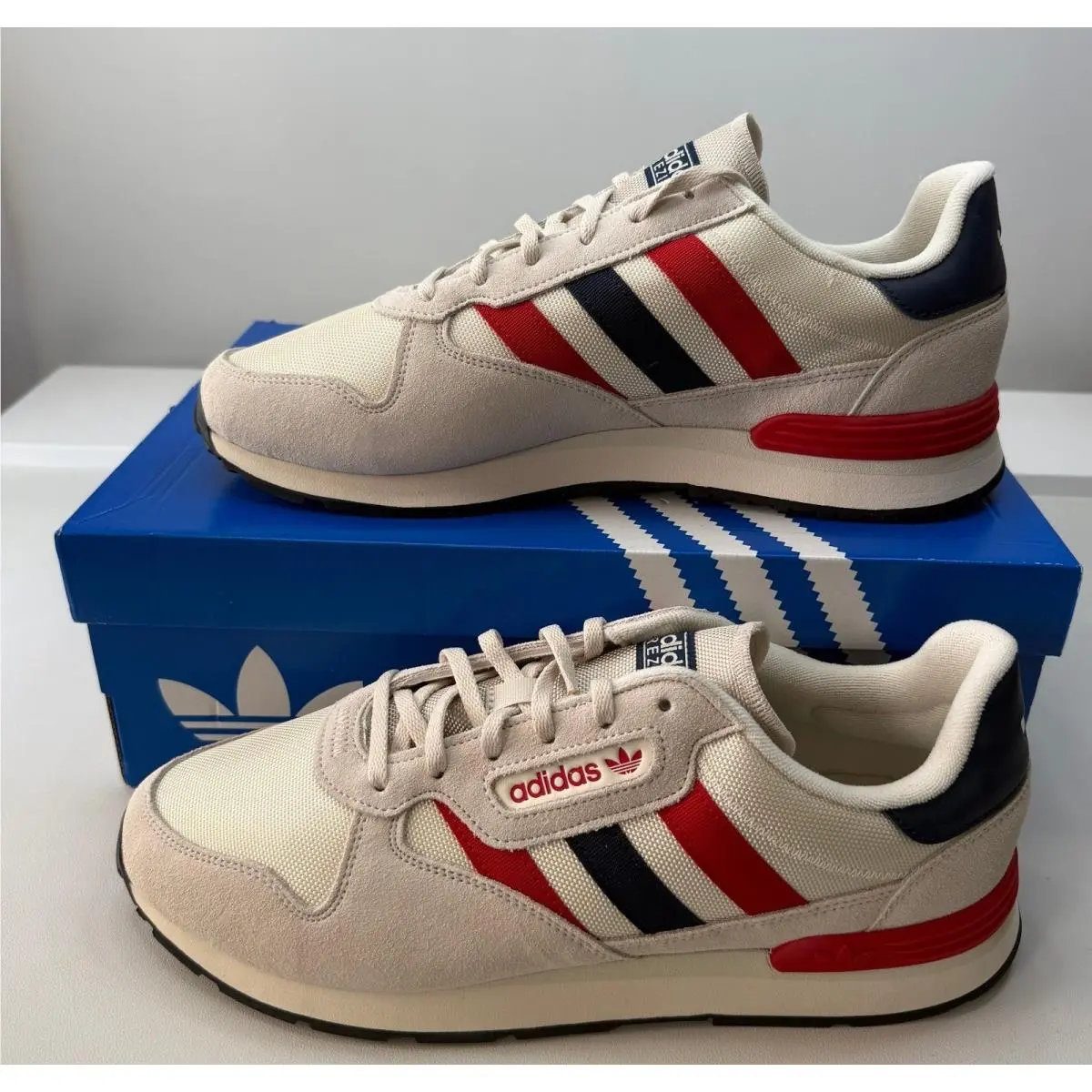 Adidas Originals Treziod 2 Mens Sneakers Aluminum Navy Red JQ9042 Size 11.5