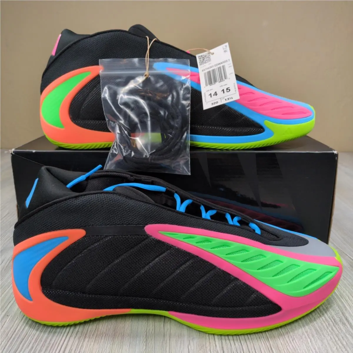 Adidas AE 2 Basketball Shoes Black Multi-color Mens Size 14 KK0645