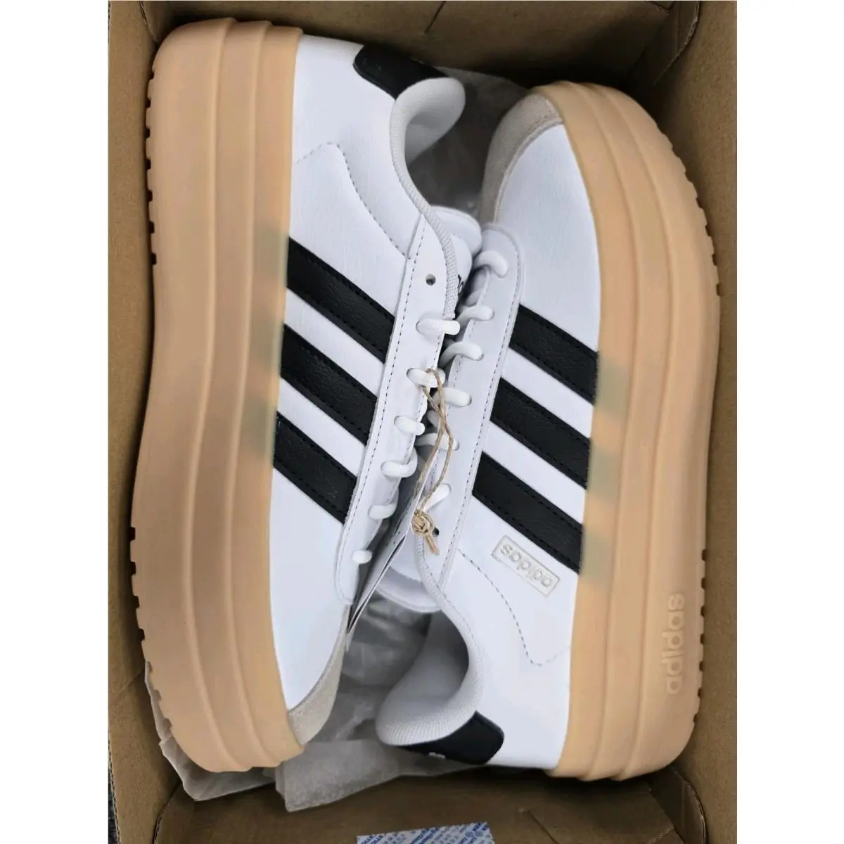 Athletic Adidas VL Court Bold White Black Gum IH3083 Women`s Shoes Size 8