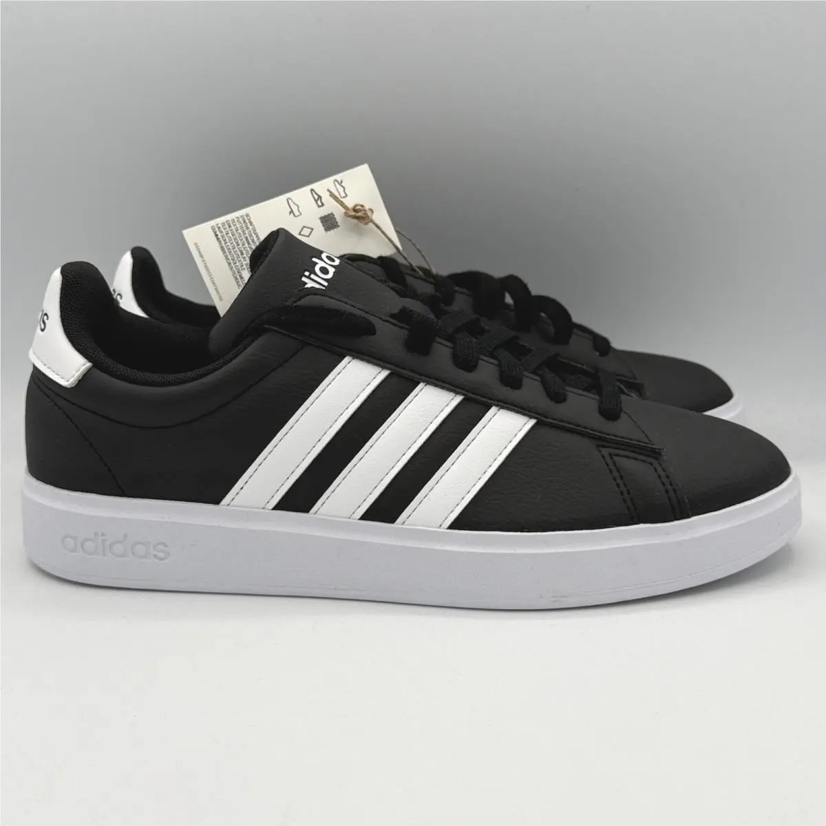 Adidas Grand Court 2.0 Sneakers Mens 8.5 Black White Tennis GW9196