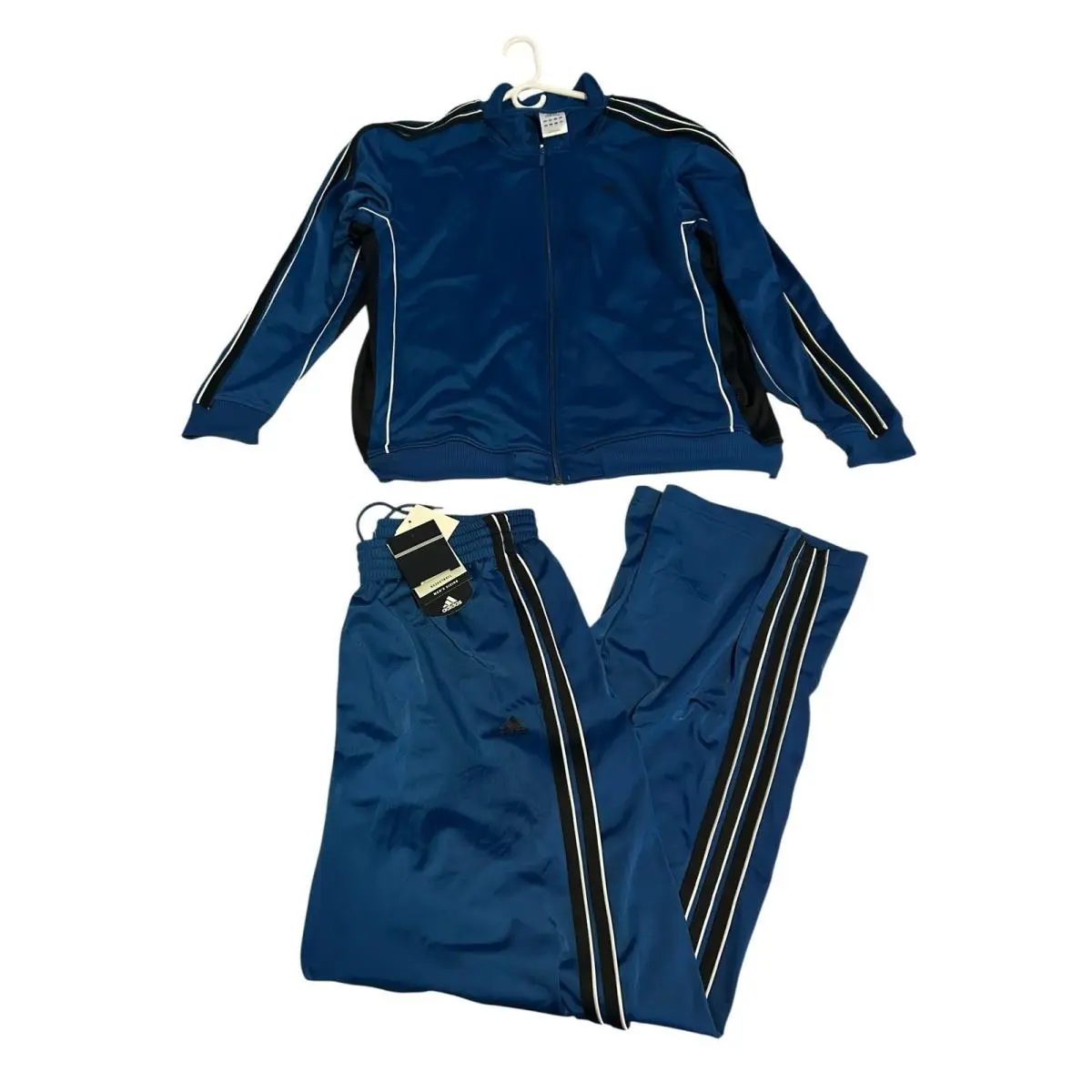 Vintage  Track Suit L Jacket Pants 3 Stripes Mesh Lined Royal Blue by Adidas