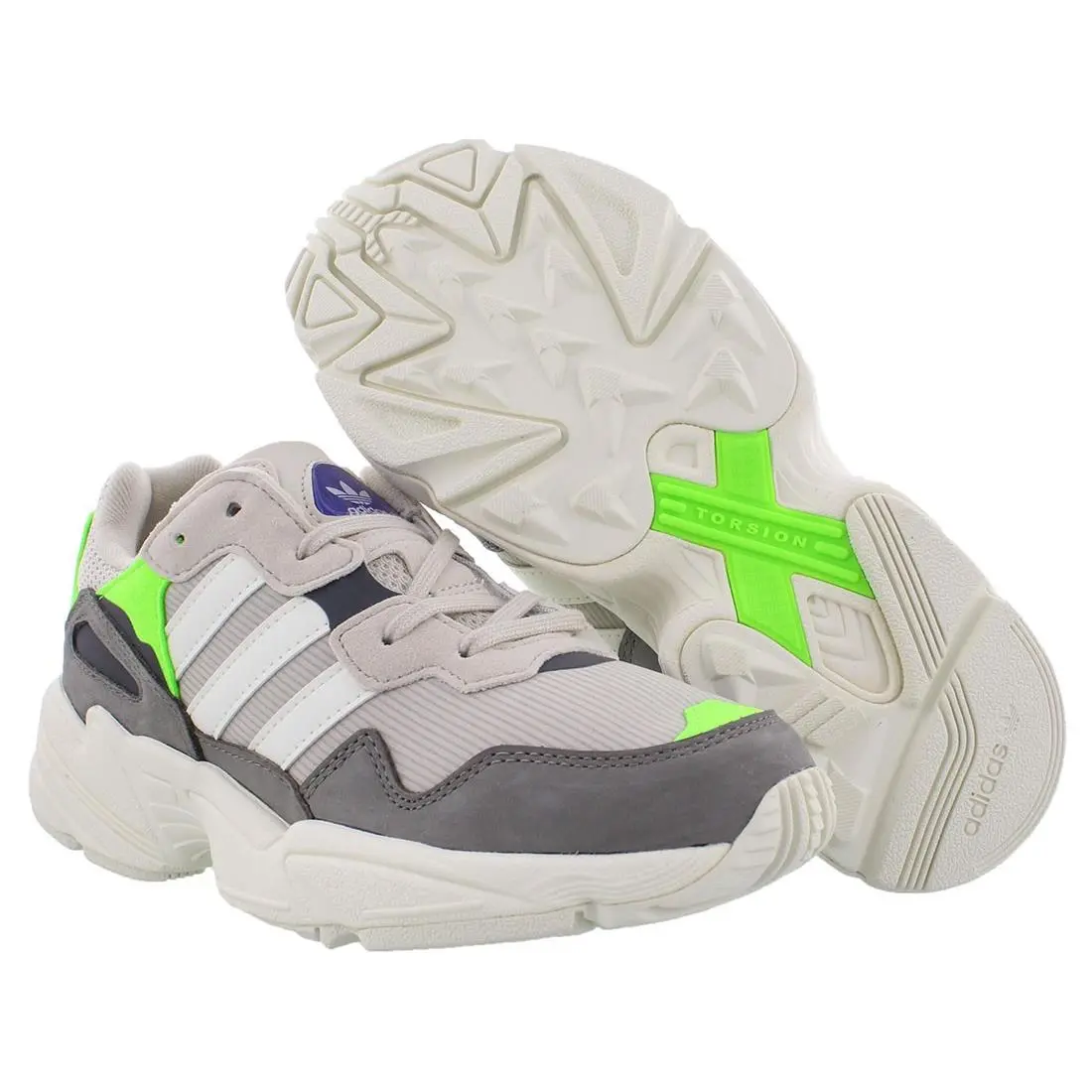 Adidas Yung-96 Boys Shoes Size 4 Color: Taupe/grey/lime
