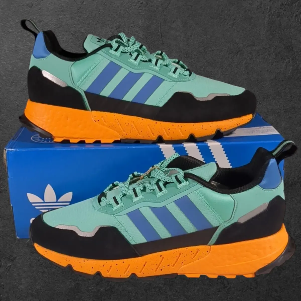 Adidas ZX 1K Boost Seasonality Men`s 11 Shoes Acid Mint Orange Sneakers GX6568