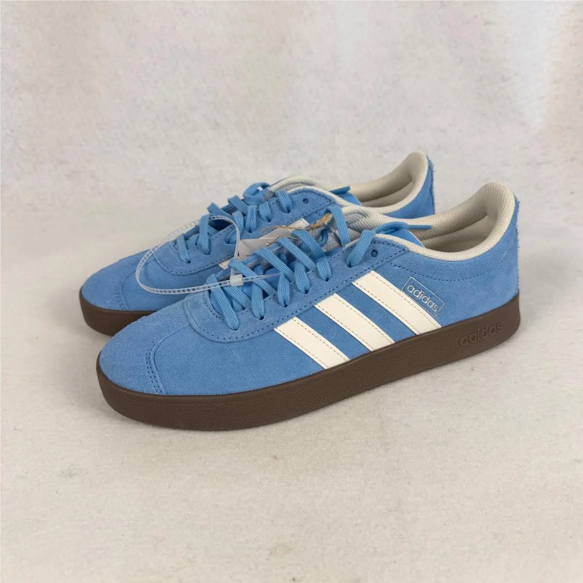 Adidas VL Court 2.0 Blue Suede Gum Sole Sneakers Low Top Mens Size US 8.5 UK 8