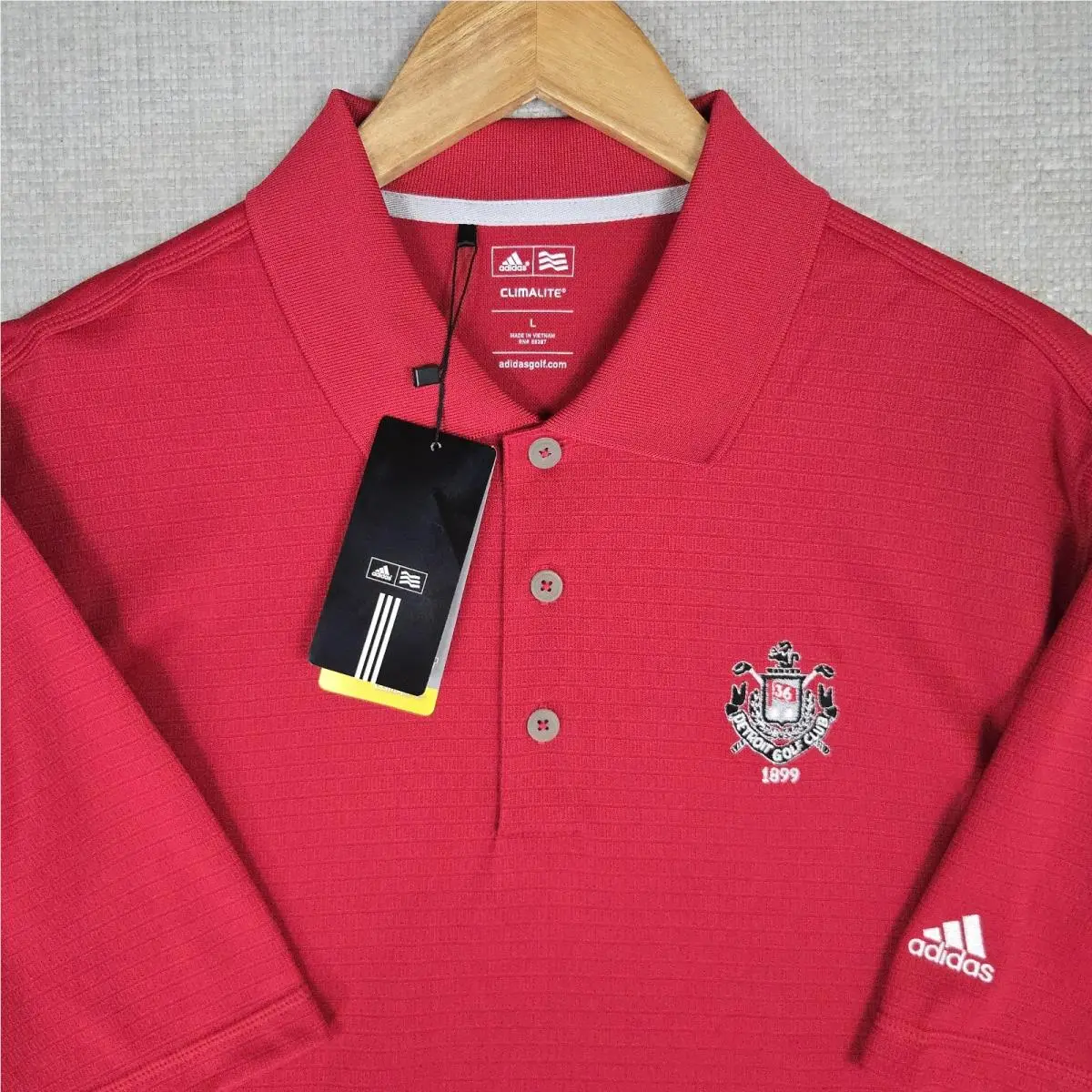 Adidas x Detroit Golf Club Mens Large Polo Shirt Climalite Red Short Sleeve