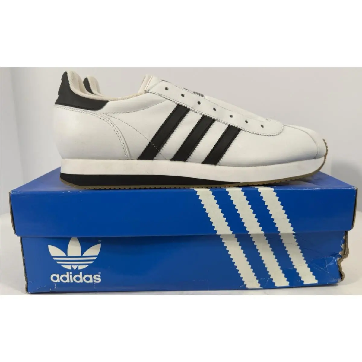 Adidas Montana White Black Leather Blue Sz 11.5 Shoe 2003 011078