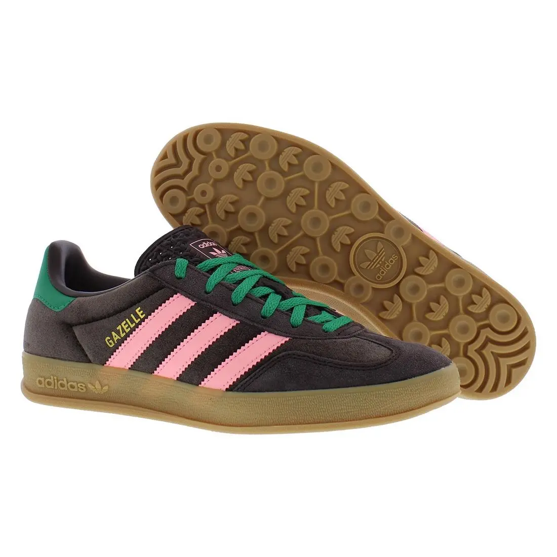 Adidas Gazelle Indoor Suede Womens Shoes Size 10 Color: Dark Brown/glow - Dark Brown/Glow Pink/Court Green, Main: Brown