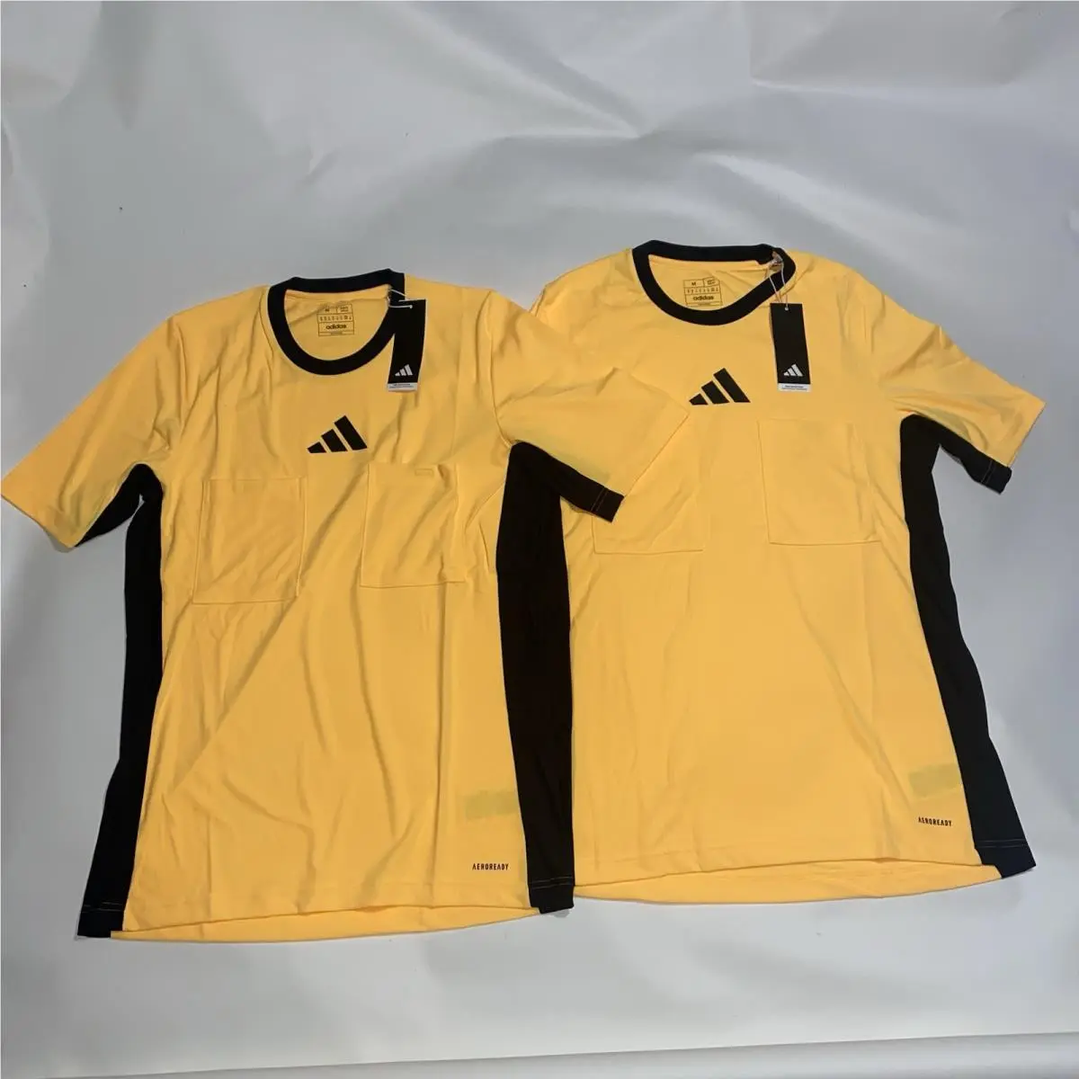 Lot Of 2-Adidas Soccer Referee Yellow Jersey 24 Short Sleeve IN8138 Mens Szm