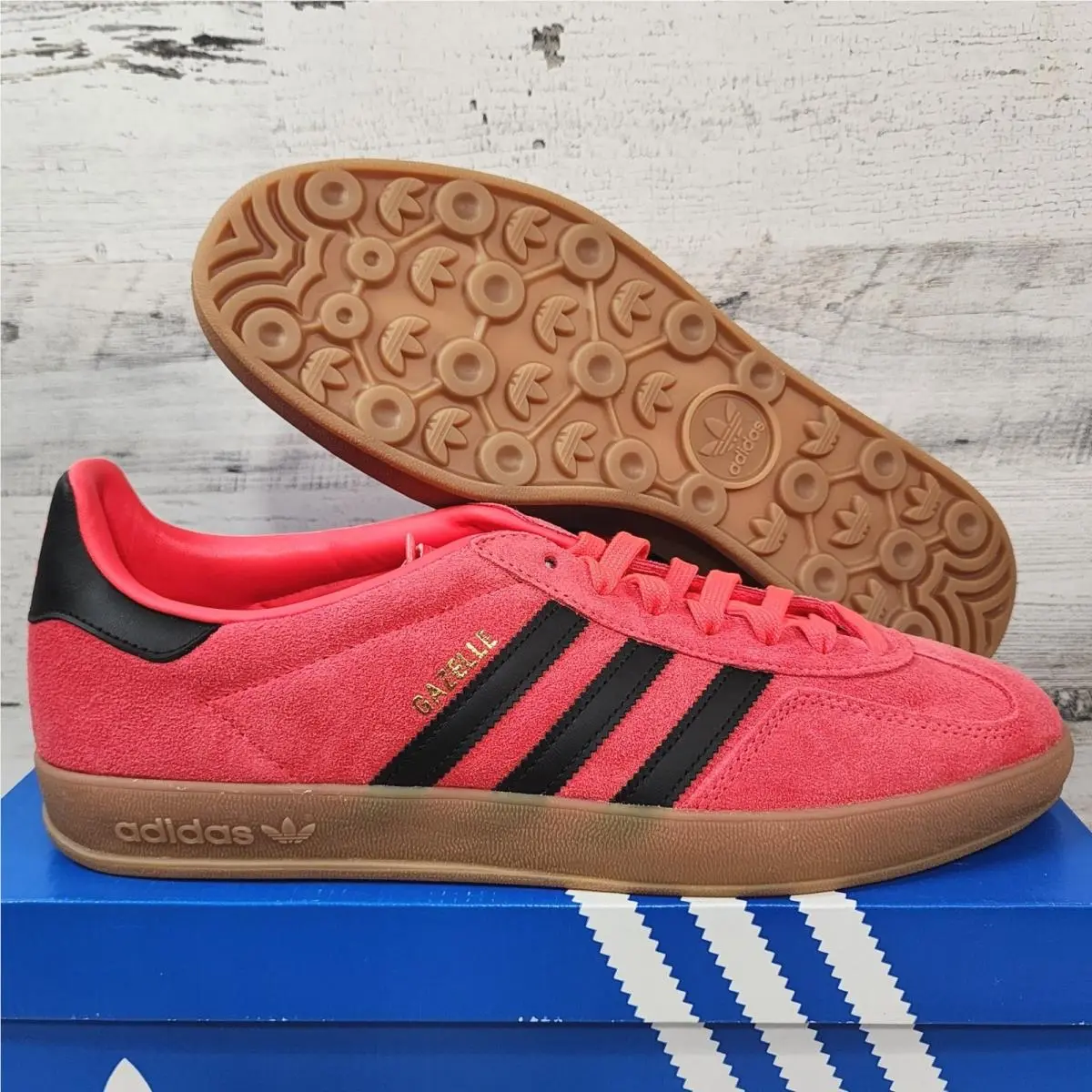 Adidas Gazelle Indoor Mens Size 13 Lucid Red Black Gum Sneakers JR6304