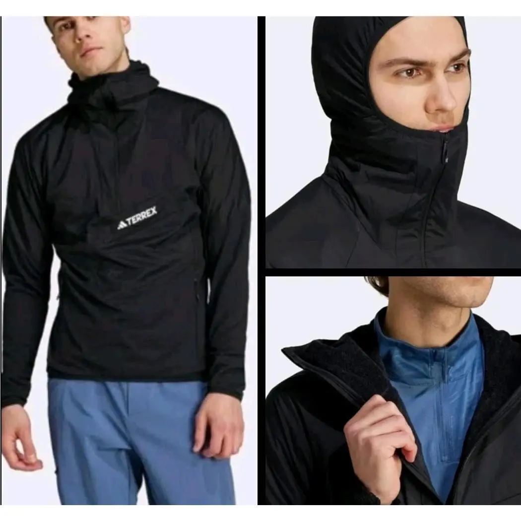 Men`s Terrex Techrock Ultralight 1/2-Zip Hooded Fleece Jacket Size M by Adidas