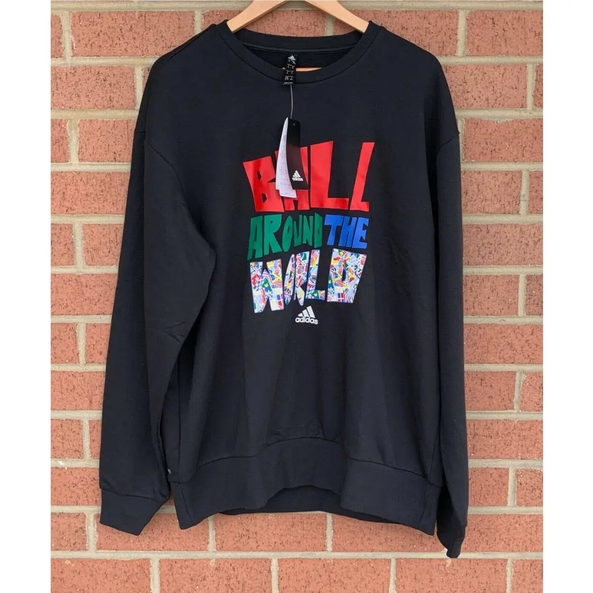 Adidas Fiba Soccer Verb Crew Neck Sweatshirt Long Sleeve Printed FK6472 - Sz XL