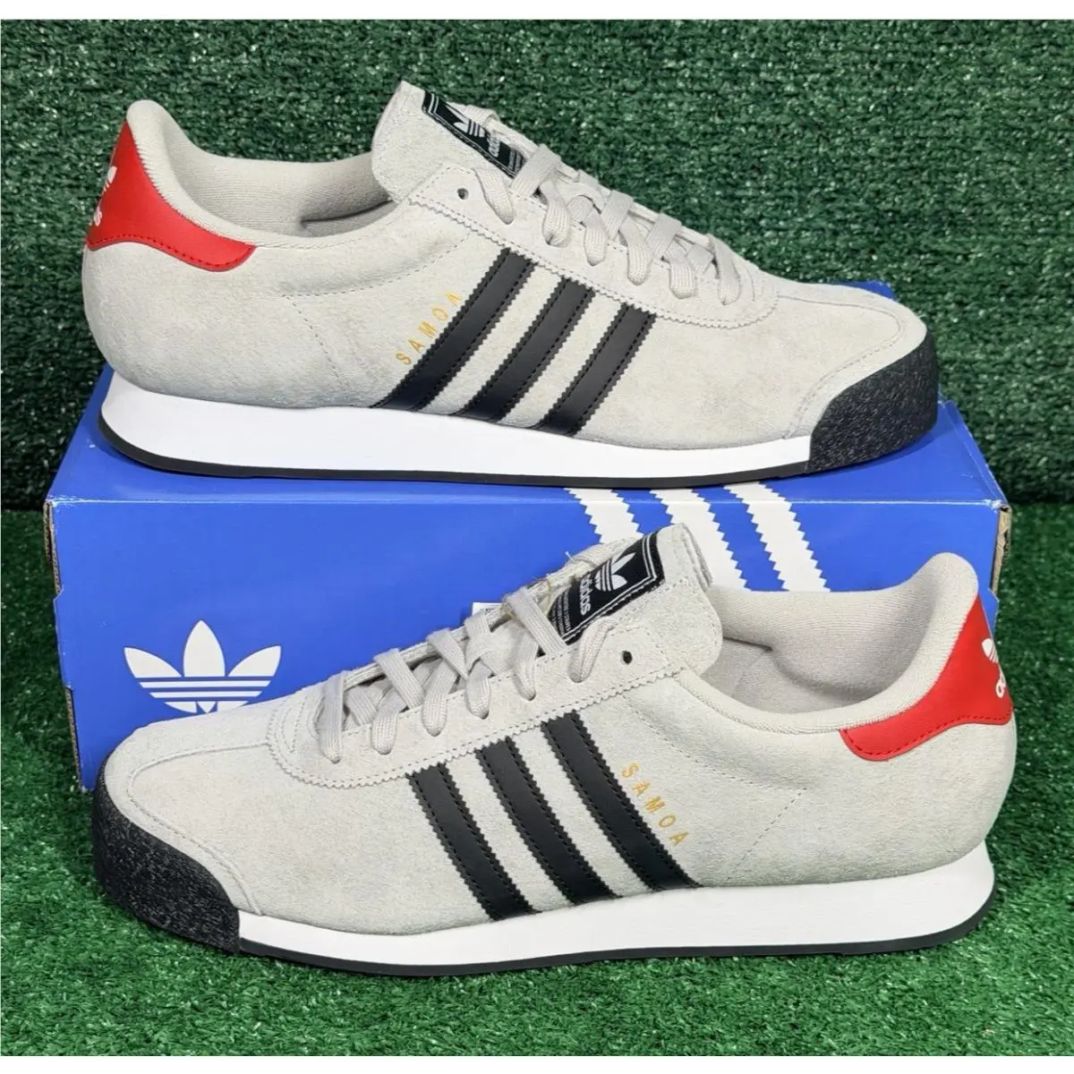 Adidas Samoa Sneakers Men`s Size 13 Grey Black Scarlet JR3777