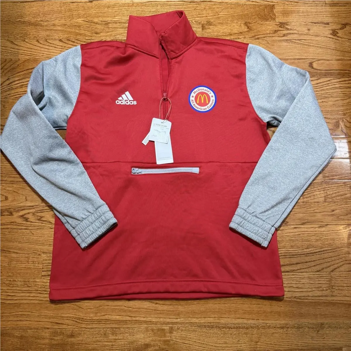 Adidas Pullover Mens Medium Red Aeroready 1/4 Zip Mcdonald`s Basketball Games