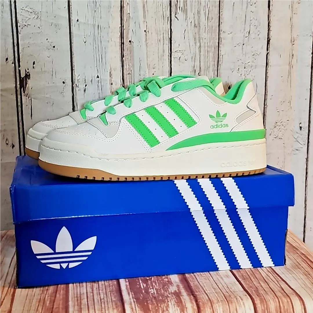 Adidas Women Forum Bold Stripes Shoes 6.5 Cloud White Green Off White