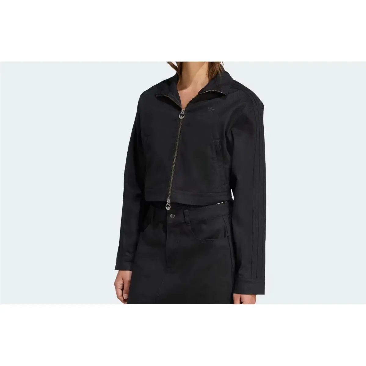 Adidas Originals Firebird Twill Cropped Track Jacket Womens Small Black JW7267