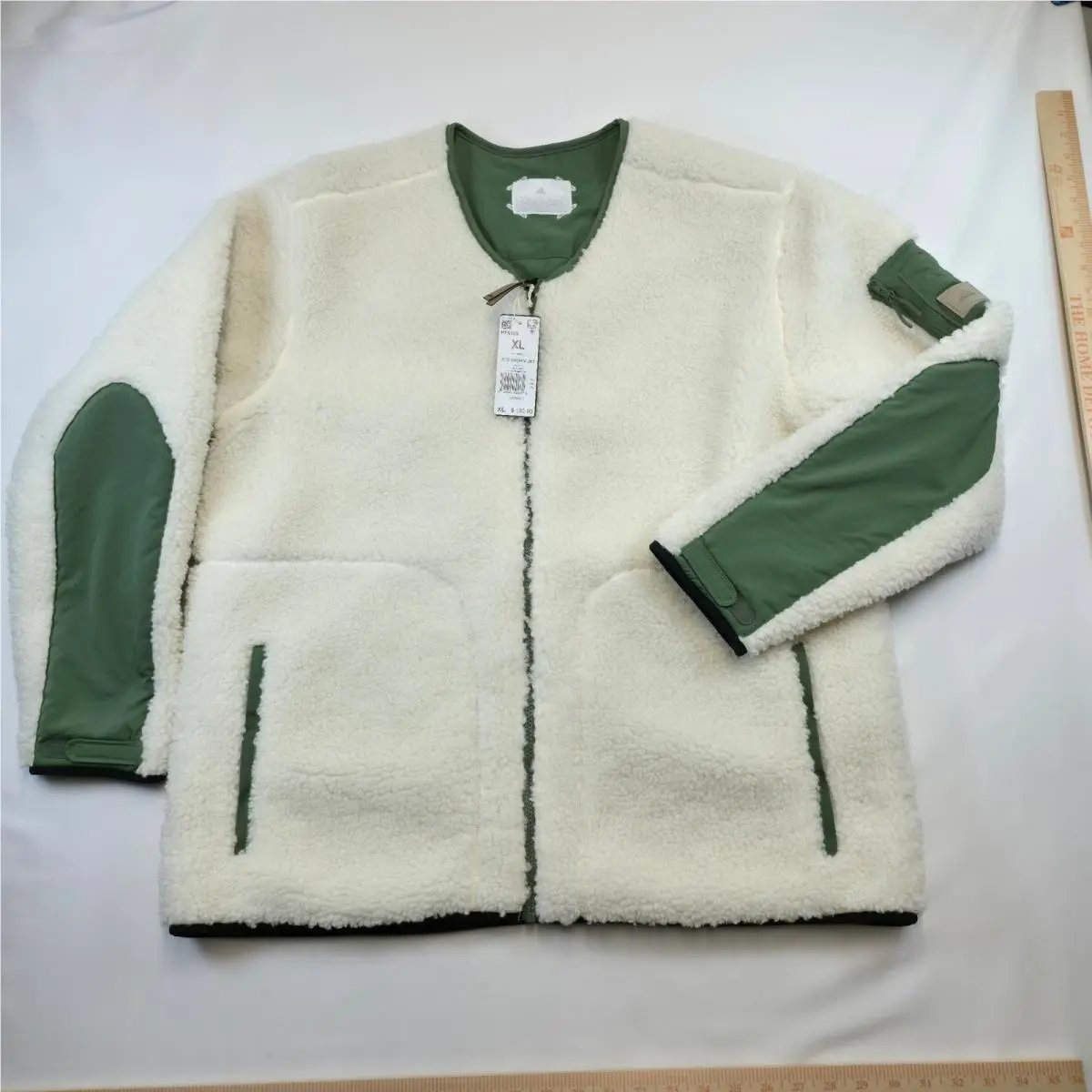 Adidas Adicross Sherpa Jacket Cream Green Golf Men`s XL HF9105 Reversible