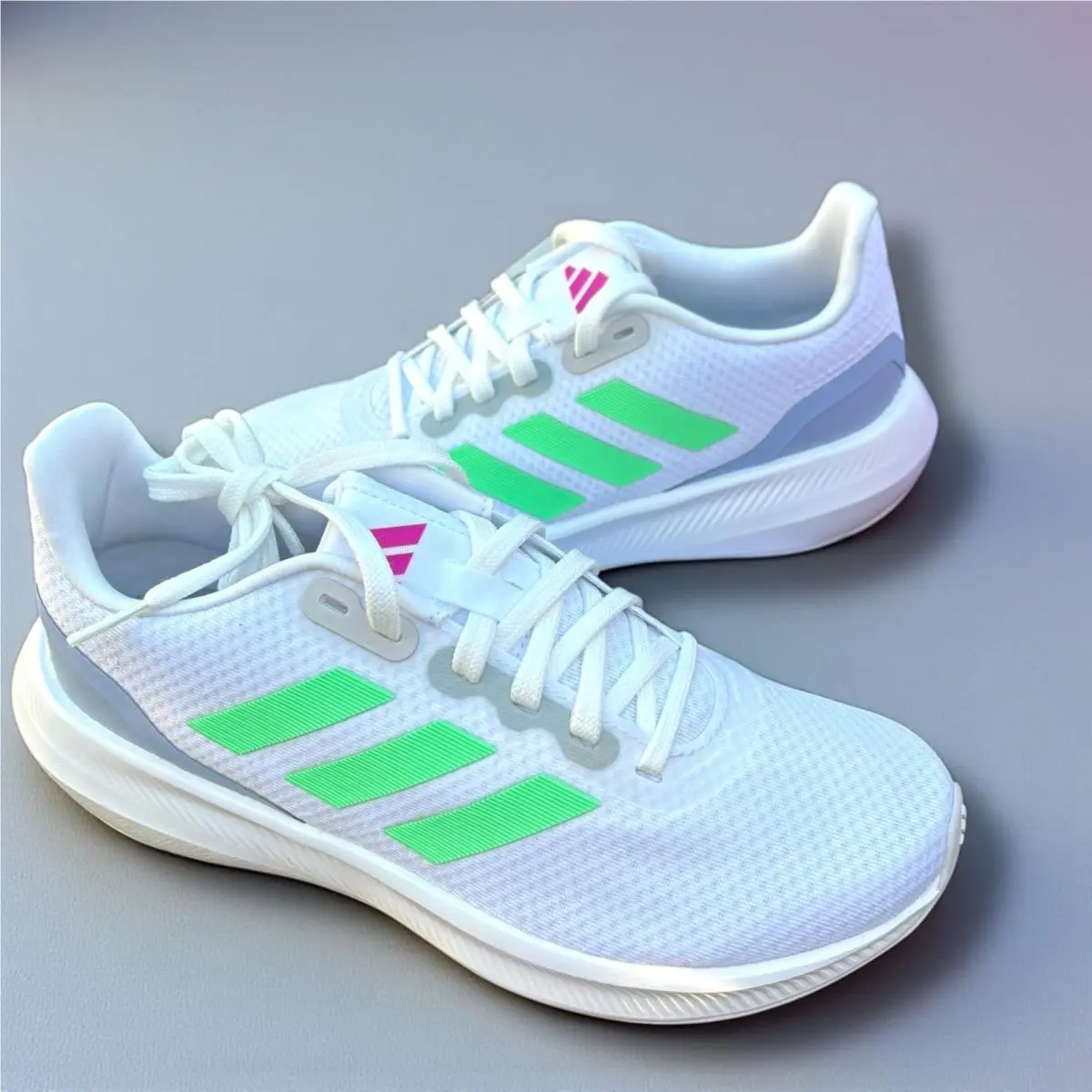 Adidas Women`s Run Falcon 3.0 Sneaker White/pulse Mint/blue Dawn Athletic Sz 7
