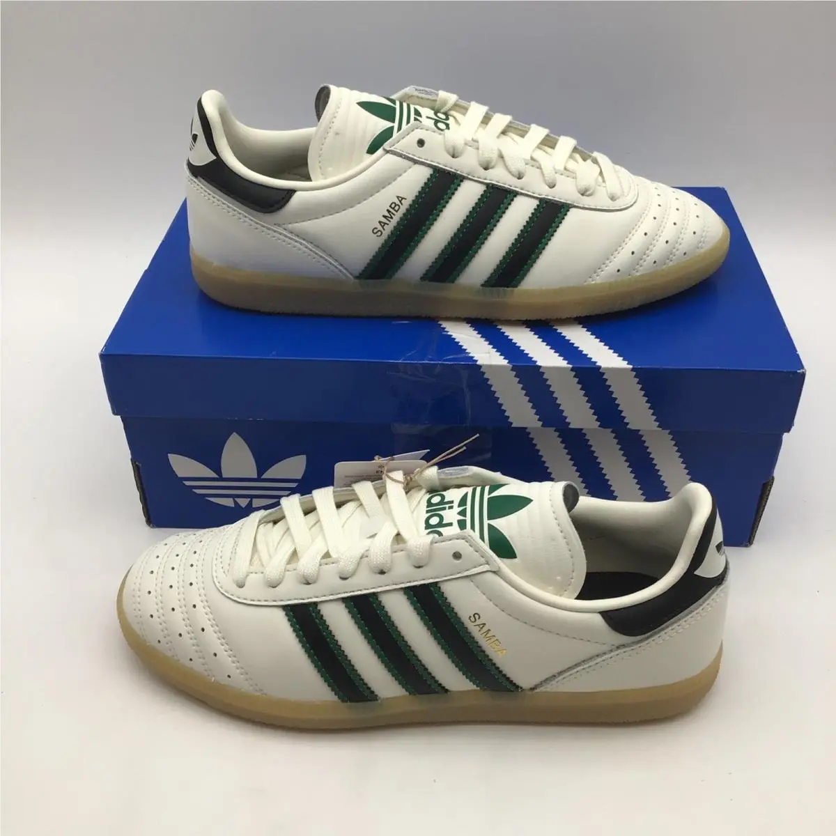 Adidas Samba JP J Off White Black Gum Green Sneakers JP9528 Youth Size 7