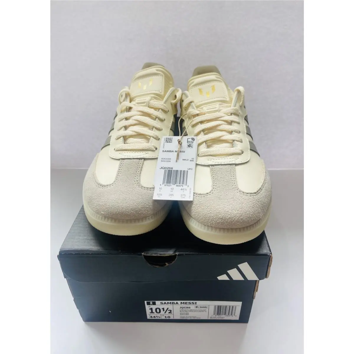JQ0266 Mens Adidas Samba Messi - Crewht/Lbrown/Goldmt