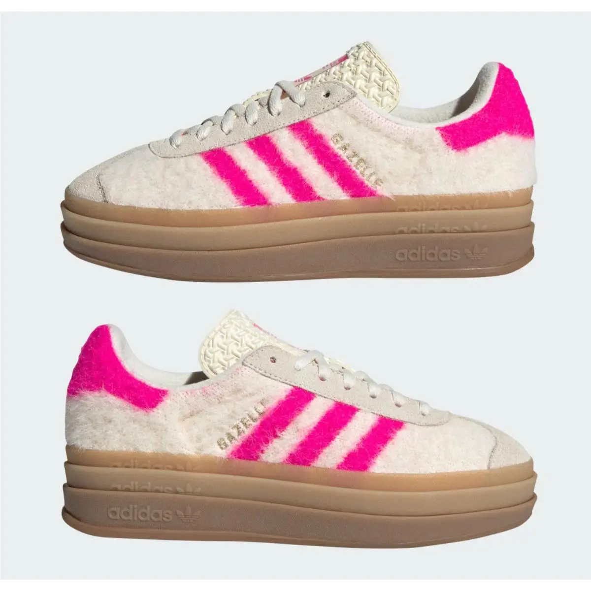 Adidas Women`s Gazelle Bold Cream White Shock Pink JS3908 Size 10