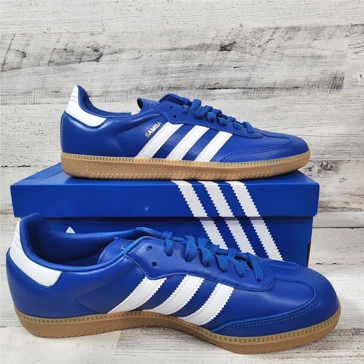 Adidas Samba OG Sneakers Mens 10 Blue White Sole Leather 4th Of July