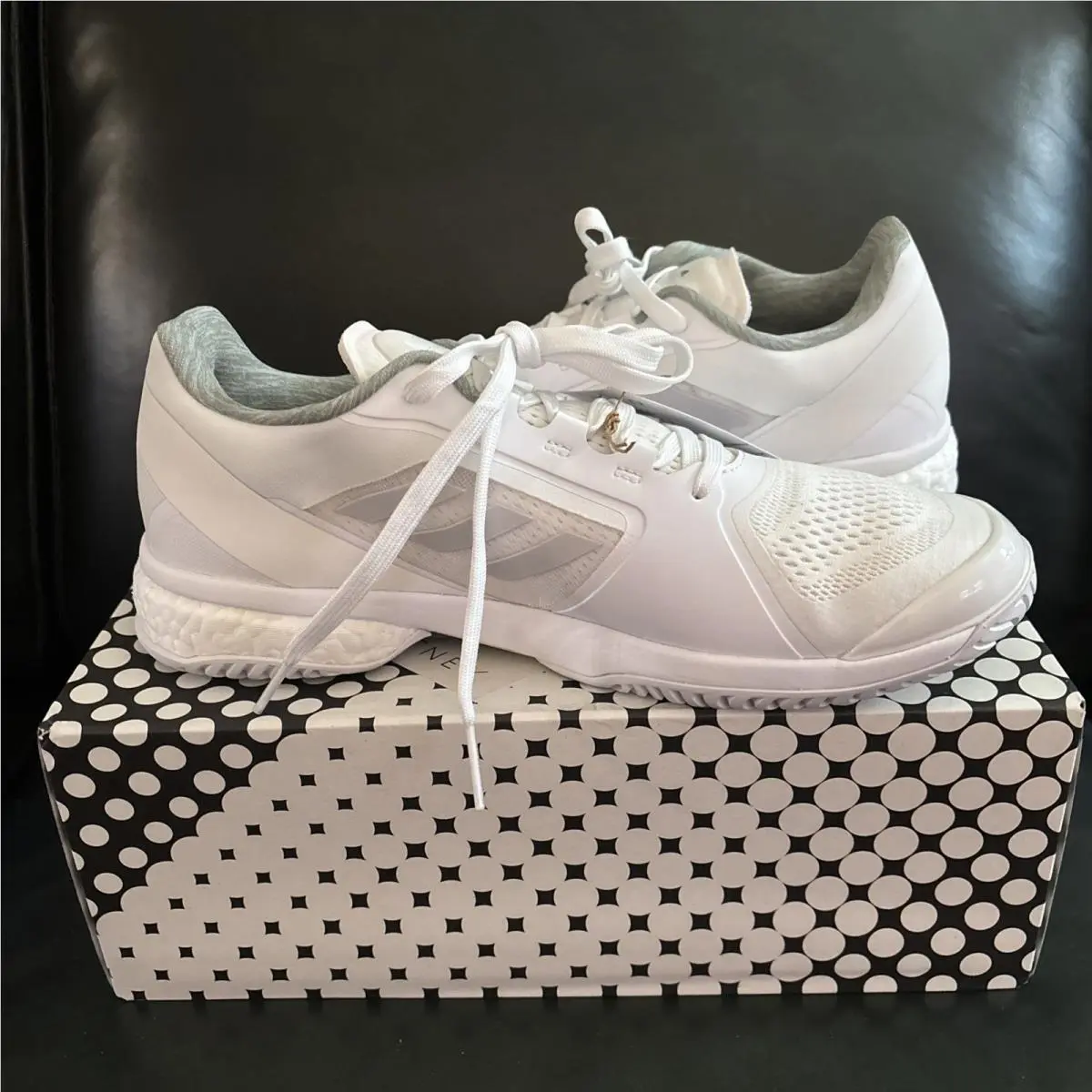 Adidas Women Size 10.5 Stella Mccartney Court Tennis White Sneakersshoes New/box
