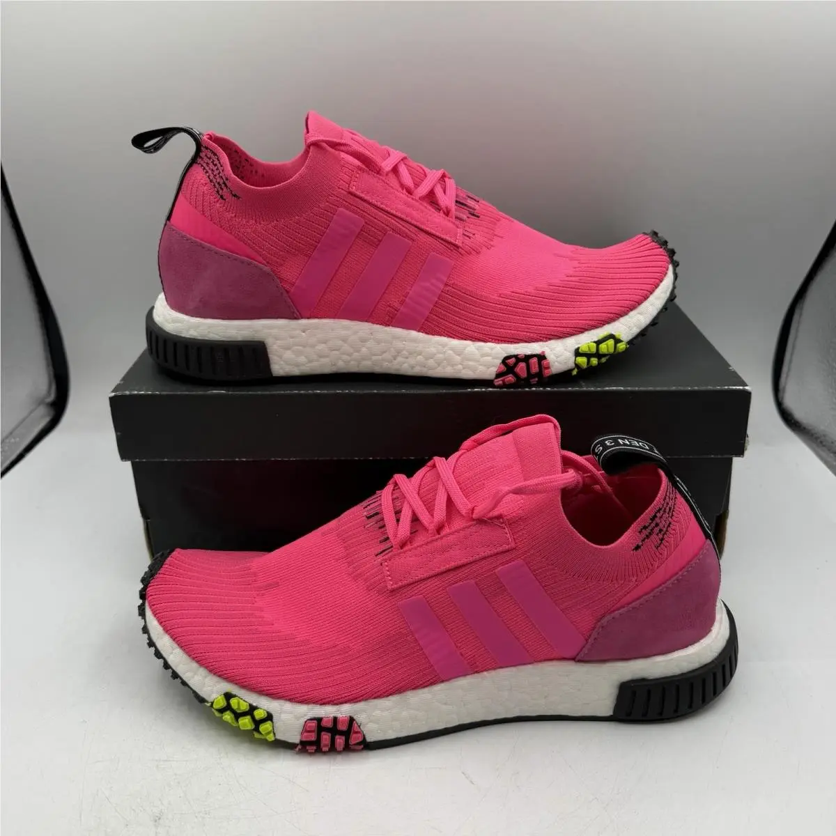 Adidas Nmd Racer Primeknit Running Shoes Mens 8 Solar Pink/white Sneakers CQ2442
