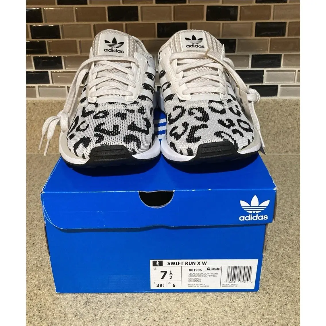 Adidas Swift Run Animal Print Cheetah Cream Black Women’s Sneakers Size 7.5