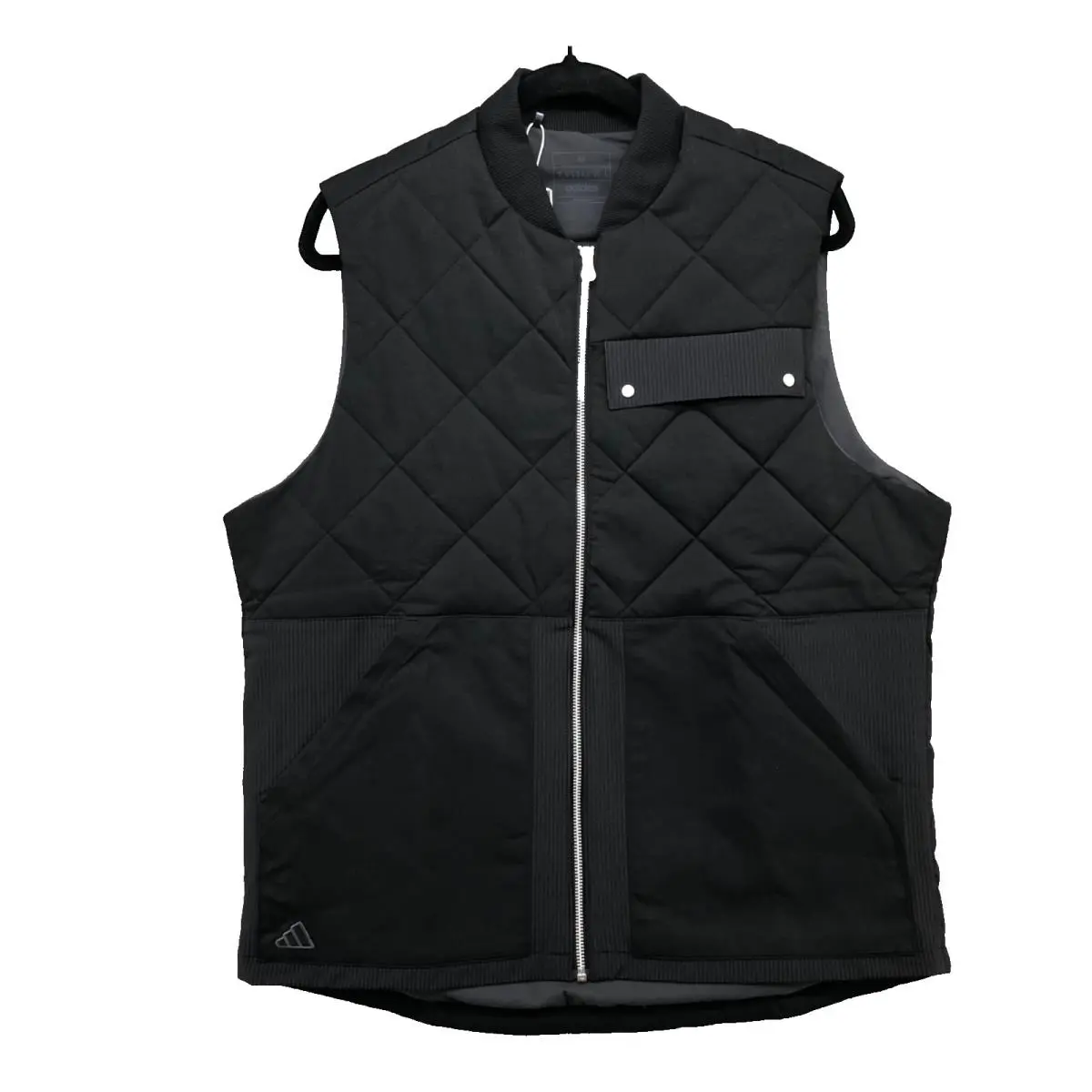 Adidas Go To Quilted Vest Mens Full Zip Black Outdoor Golf Activewear Preppy