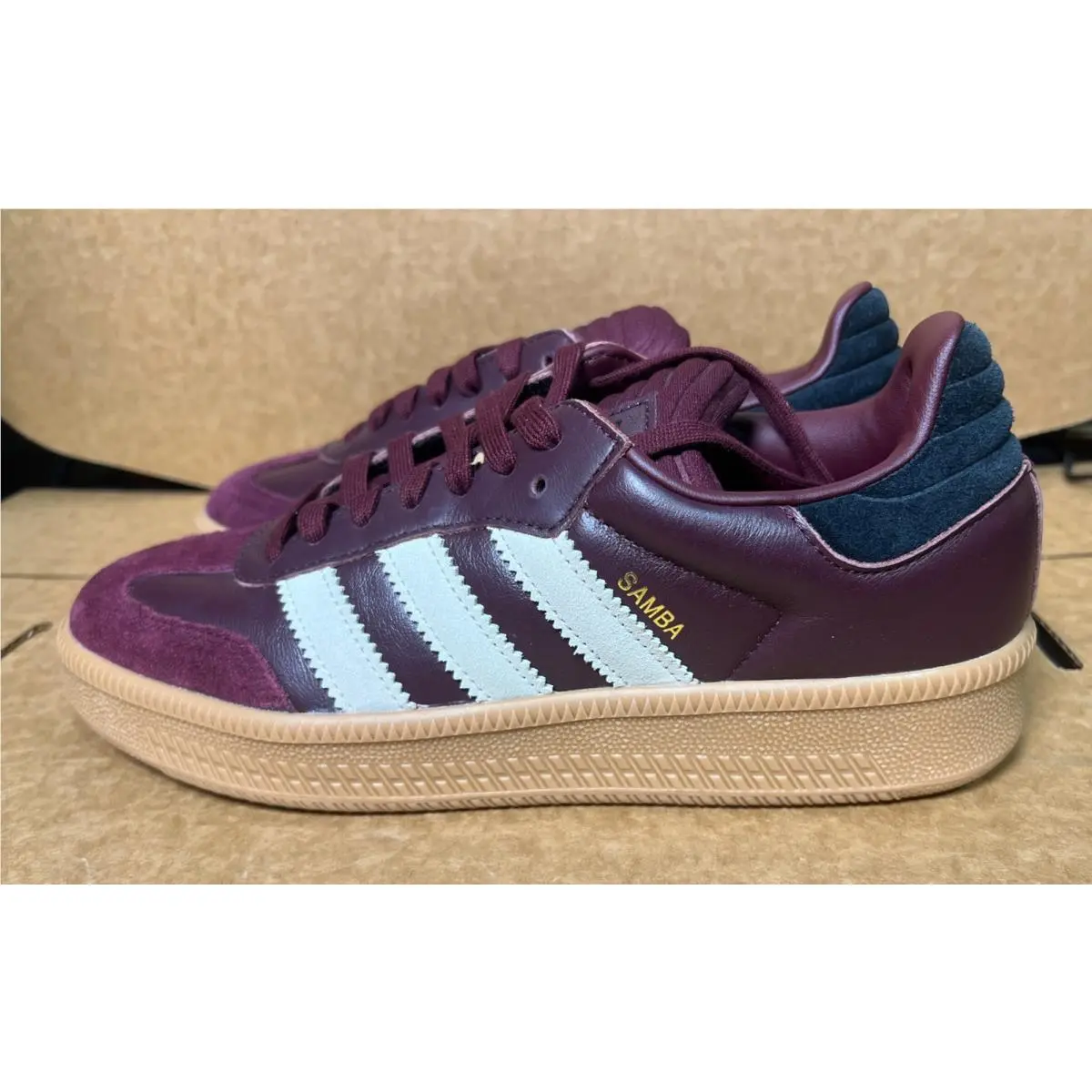 Adidas Originals Samba Xlg Mens Retro Leather Sneaker - Maroon/beige/gum-red 9.5