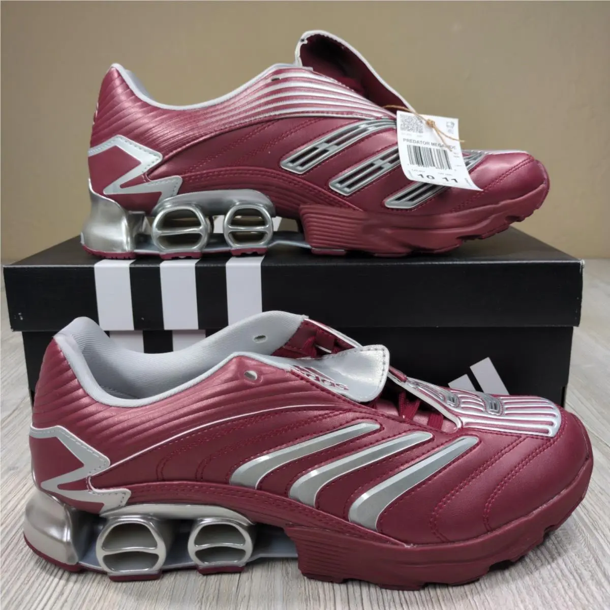 Adidas Predator Megaride Burgundy Silver Mens Size 10 JS1554