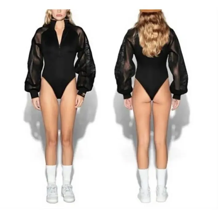 X Ivy Park Mesh Beyonce Bodysuit Drip 2.2 Black Long Sleeve Size Small by Adidas
