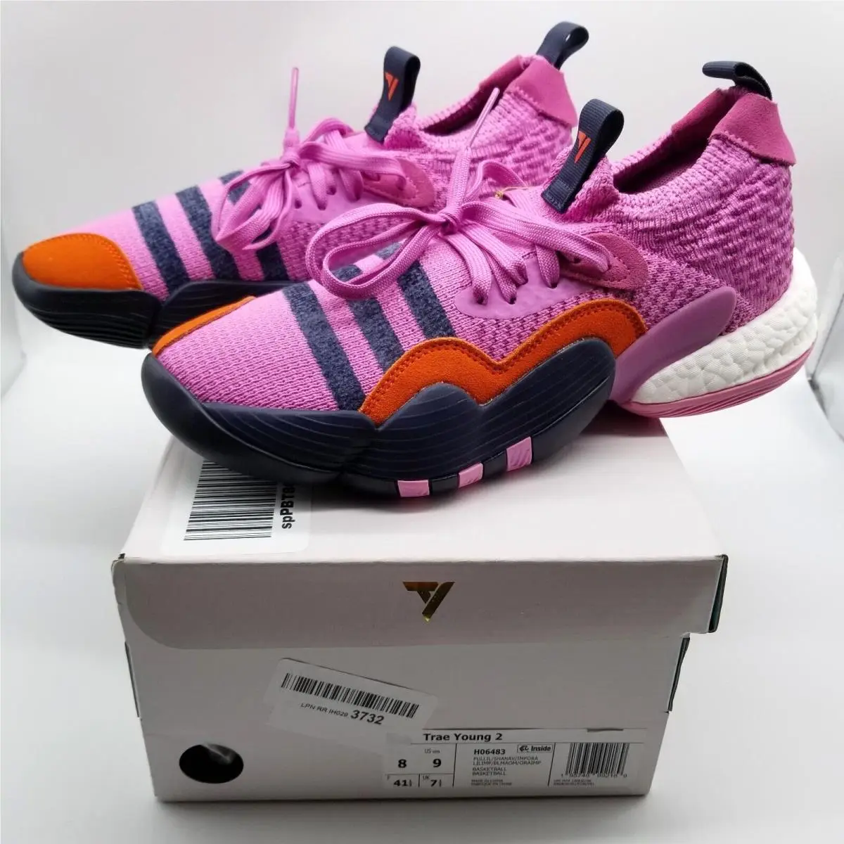 Adidas Men Trae Young 2.0 Basketball Shoes Size 8 Pink Black Sneakers HO6483