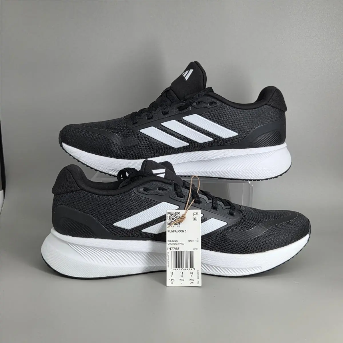 Adidas Runfalcon 5 Running Shoes Mens 11.5 Black White IH7758 Athletic Sneakers