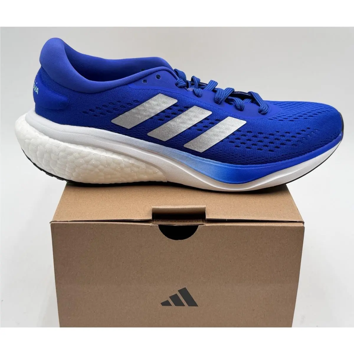 Adidas SZ 10.5 Supernova 2 Sneakers Running IN Blue Silver and White
