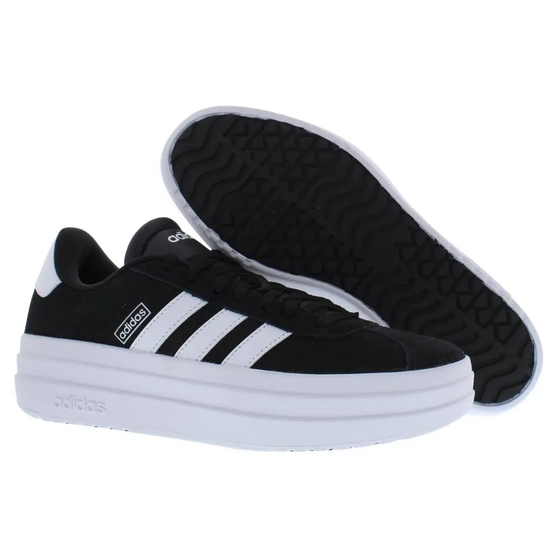 Adidas VL Court Bold Suede Womens Shoes Size 8 Color: Core Black/cloud - Core Black/Cloud White/Cloud White, Main: Black