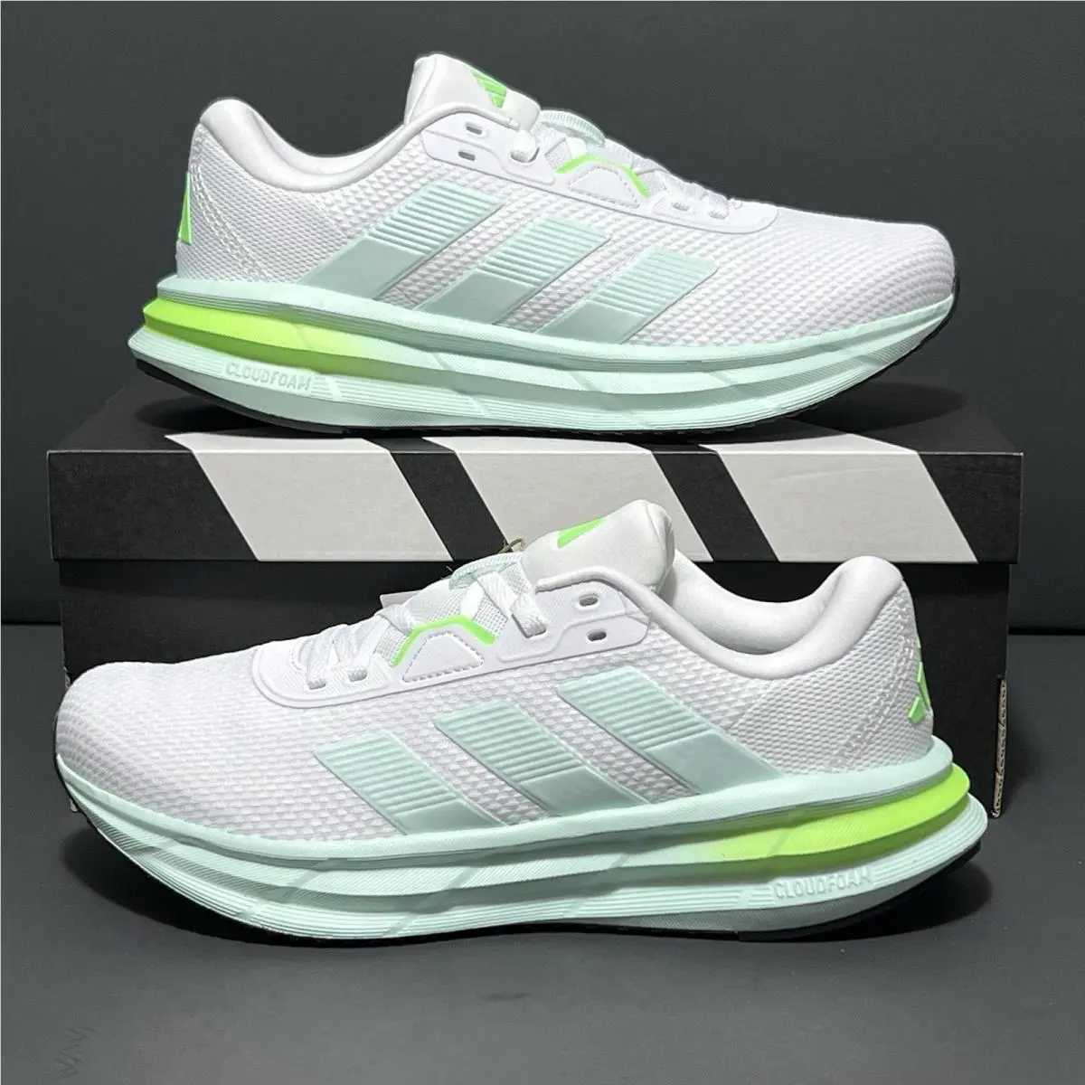 Adidas Galaxy 7 Women`s Size 7.5 Running Shoes White Mint Lime Athletic Sneakers