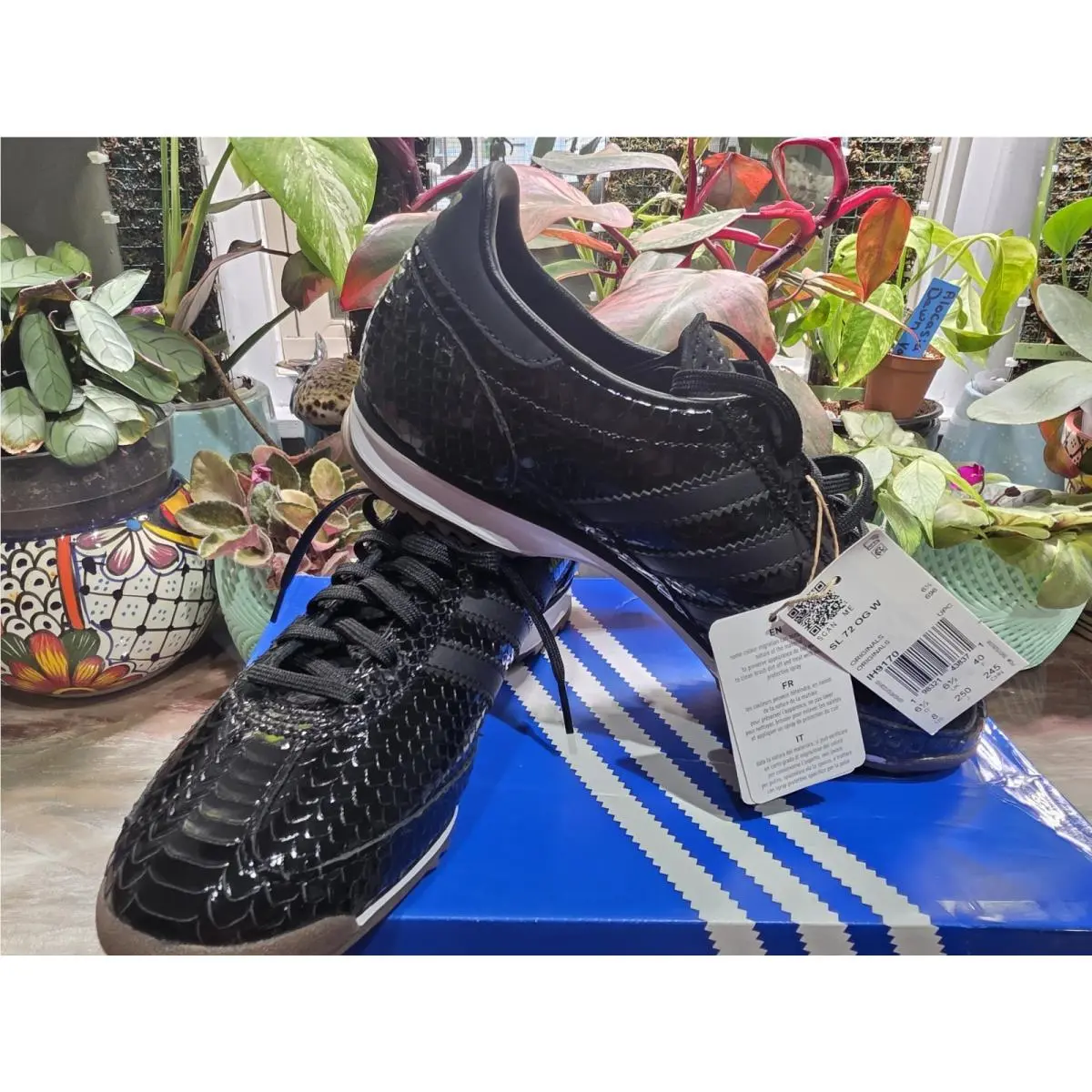 Adidas Originals Women`s SL 72 OG Snakeskin Black. Size 8