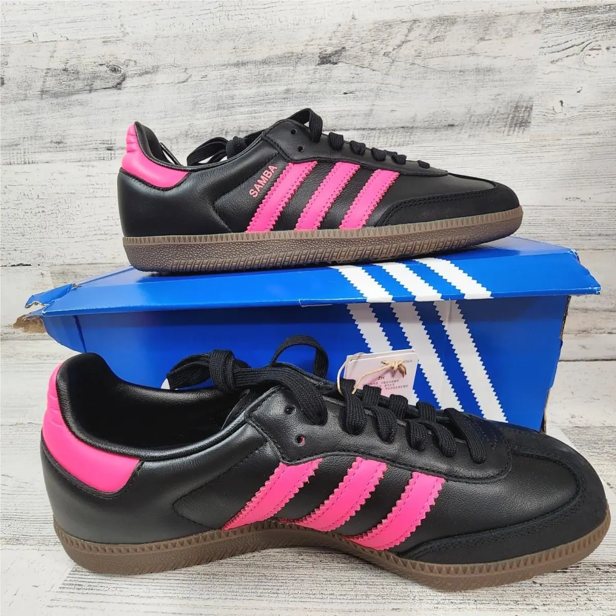 Adidas Samba OG W Womens 7.5 Black Lucid Pink Gum Sole Sneakers JS1386