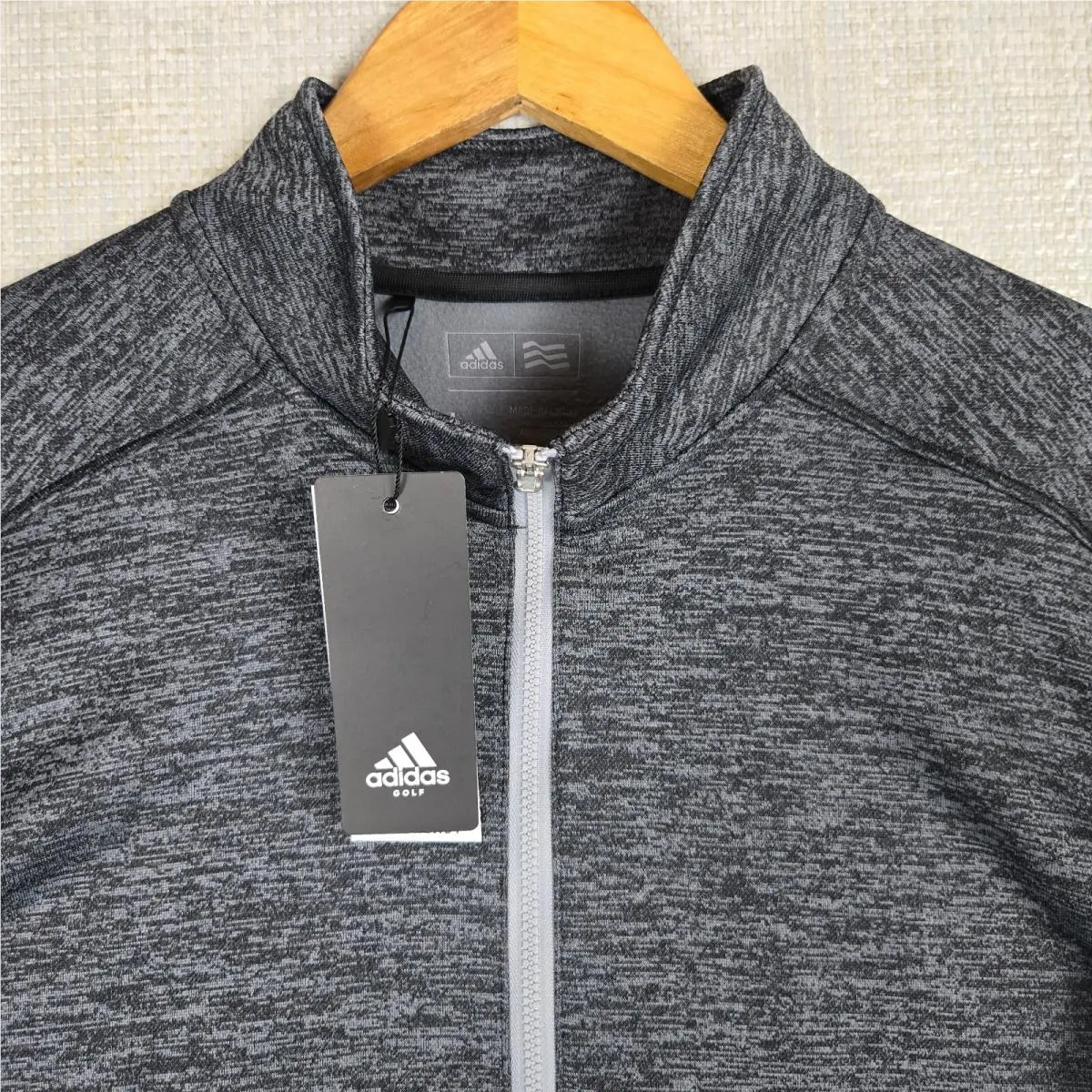Adidas clothing - wind water golf casual trefoil jacket windbreaker pullover performance 1/4 quarter zip clima lite men`s size long sleeves sweatshirt performance windshirt gray space dye heather - Gray 10