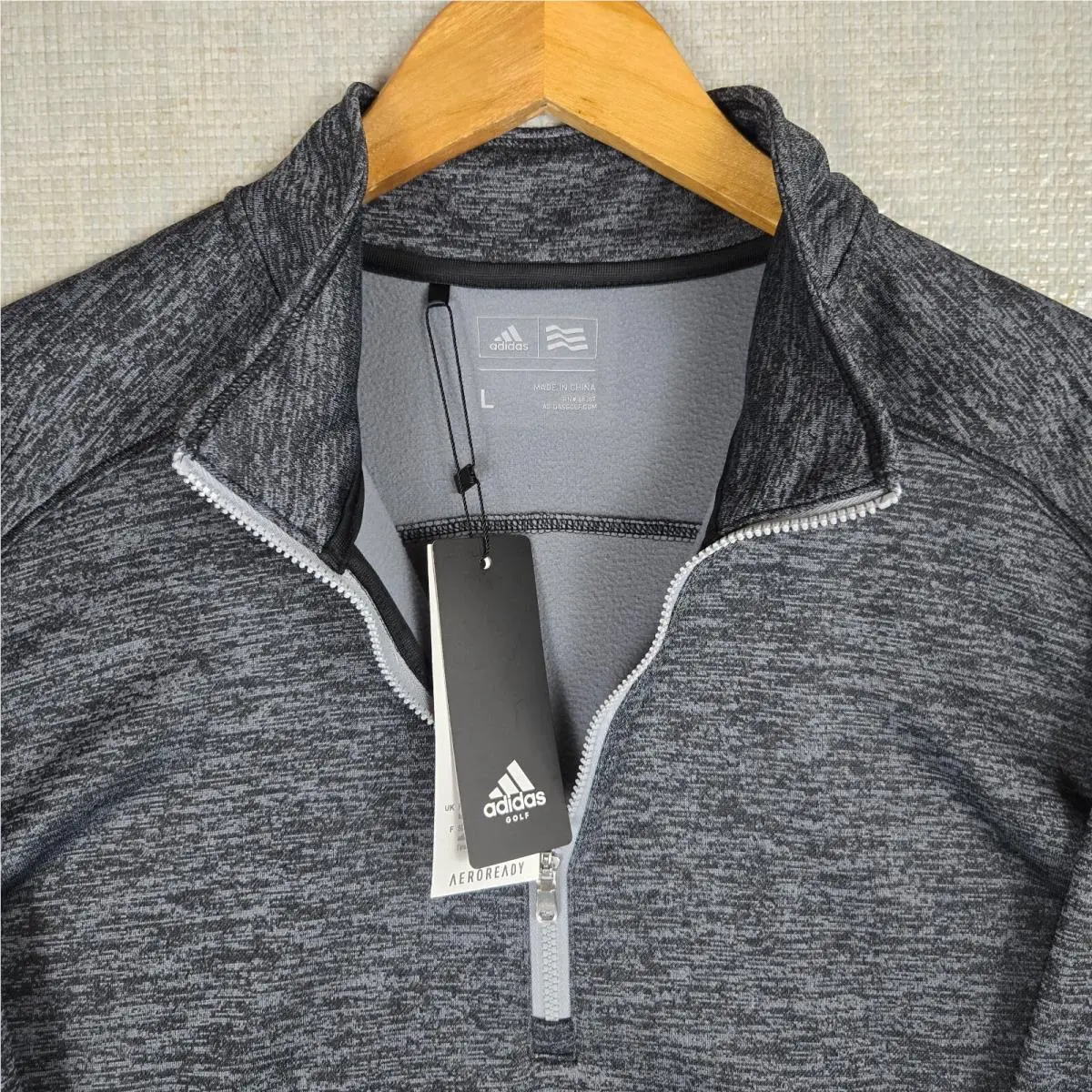 Adidas clothing - wind water golf casual trefoil jacket windbreaker pullover performance 1/4 quarter zip clima lite men`s size long sleeves sweatshirt performance windshirt gray space dye heather - Gray 11